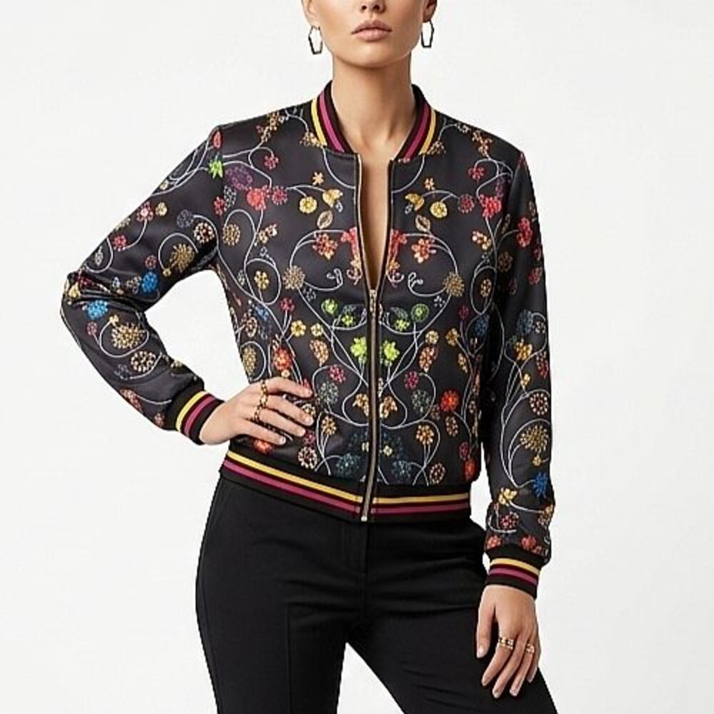 Artyzen NYC Bomber Jacket Medium Maximalist Luxe Baroque Floral Y2K Lighweight